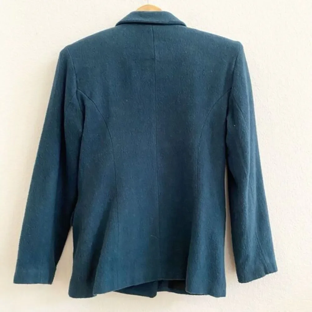 Rampage Womens Lined‎ Forest Green Blazer Double Breasted Jacket Wool Blend